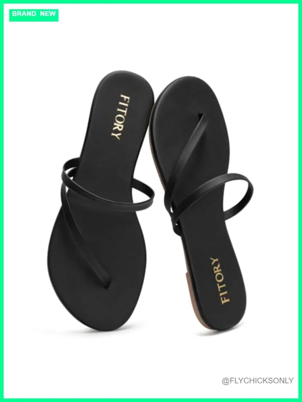 Strappy Open Toe Flat Sandals with Vegan Leather, Lightweight Flip Flops for